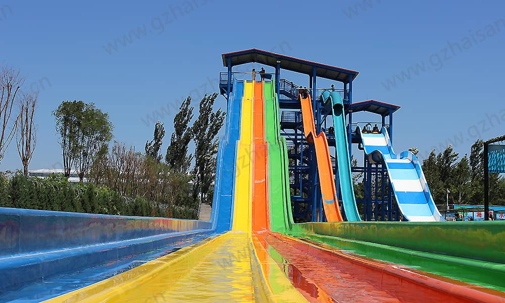 河北保定海森水上大世界彩虹滑梯、高速滑梯、家庭宽滑梯组合平台